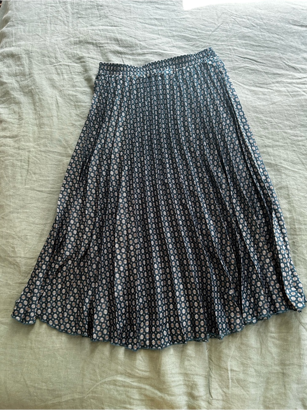 Max Studio Pleated Midi Skirt with Small Floral Print